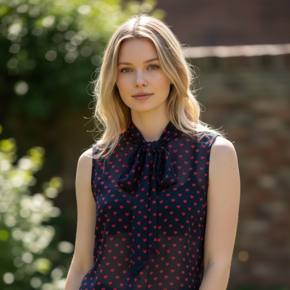 Diesel Navy Heart Print Sleeveless Top - Great for Work